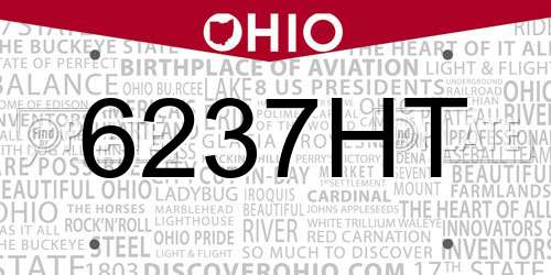 6237HT Ohio License Plate