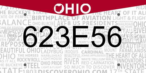 623E56 Ohio License Plate