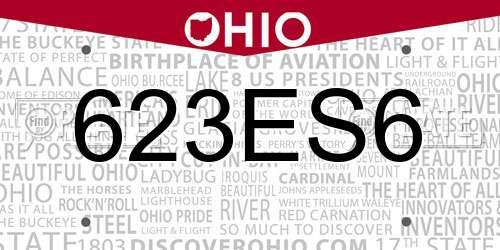 623ES6 Ohio License Plate