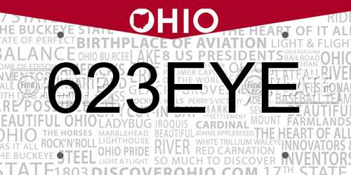 623EYE Ohio License Plate