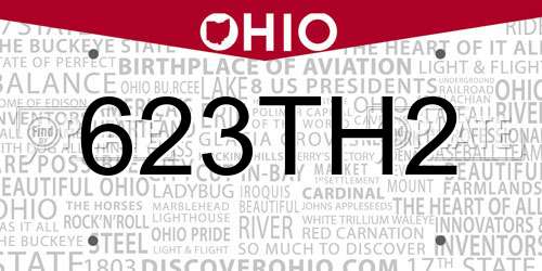 623TH2 Ohio License Plate