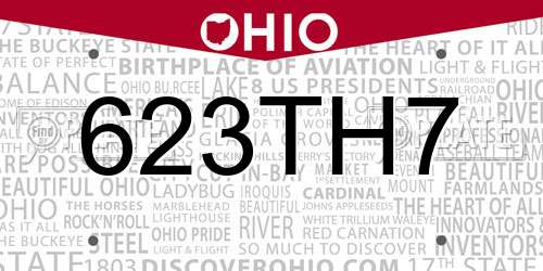 623TH7 Ohio License Plate