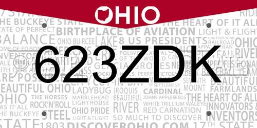 623ZDK Ohio License Plate