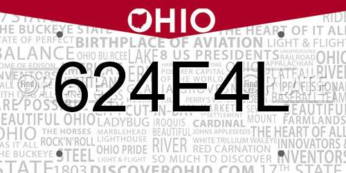 624E4L Ohio License Plate