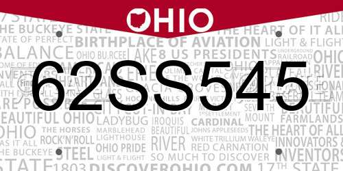 62SS545 Ohio License Plate