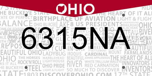 6315NA Ohio License Plate