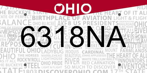 6318NA Ohio License Plate