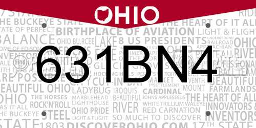 631BN4 Ohio License Plate