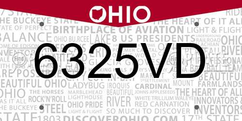 6325VD Ohio License Plate
