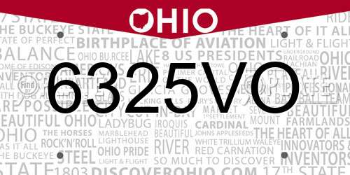 6325VO Ohio License Plate
