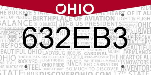 632EB3 Ohio License Plate