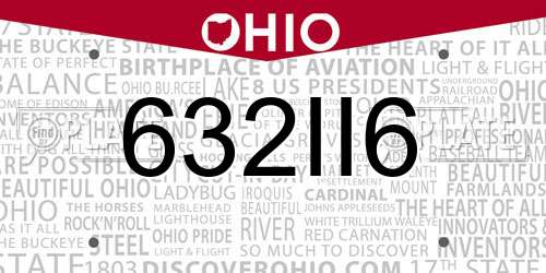 632II6 Ohio License Plate