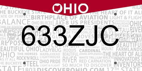 633ZJC Ohio License Plate