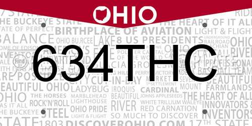 634THC Ohio License Plate