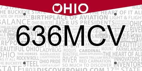 636MCV Ohio License Plate