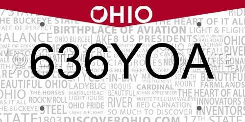 636YOA Ohio License Plate