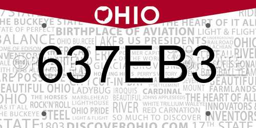 637EB3 Ohio License Plate