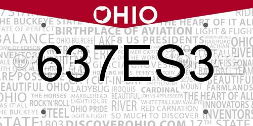 637ES3 Ohio License Plate