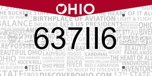 637II6 Ohio License Plate