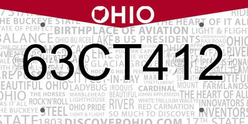 63CT412 Ohio License Plate