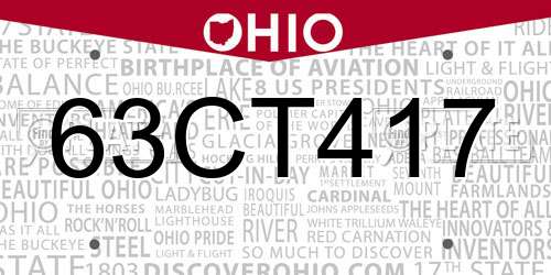 63CT417 Ohio License Plate