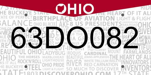 63DO082 Ohio License Plate