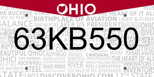 63KB550 Ohio License Plate