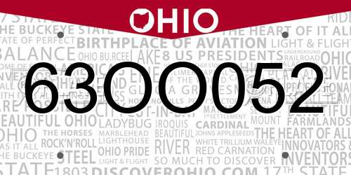 63OO052 Ohio License Plate