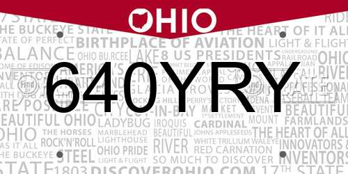 640YRY Ohio License Plate