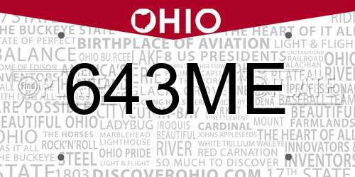 643ME Ohio License Plate