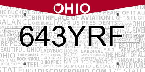643YRF Ohio License Plate