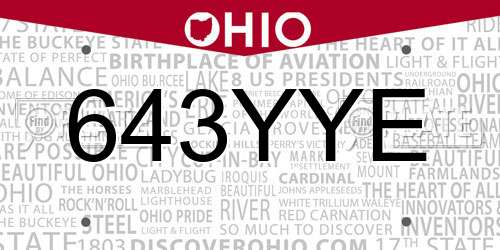 643YYE Ohio License Plate