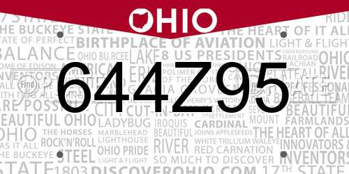 644Z95 Ohio License Plate