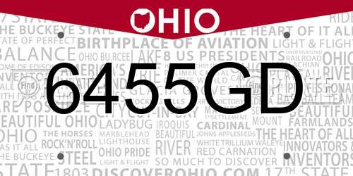 6455GD Ohio License Plate