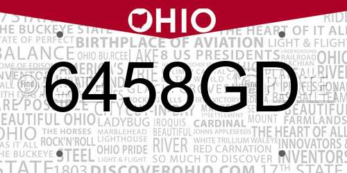 6458GD Ohio License Plate