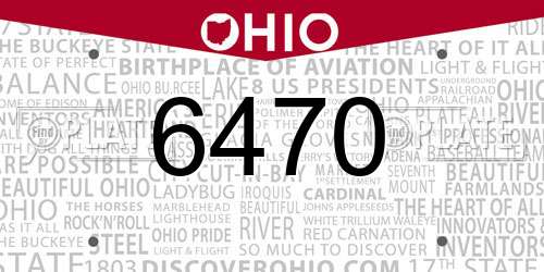 6470 Ohio License Plate