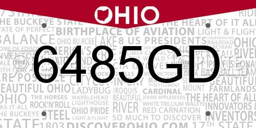 6485GD Ohio License Plate