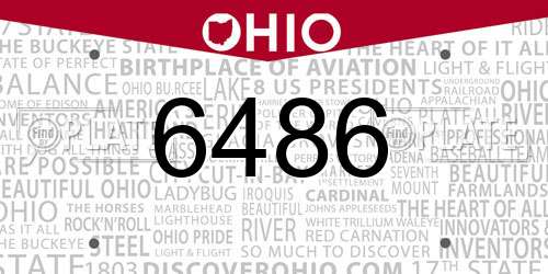 6486 Ohio License Plate