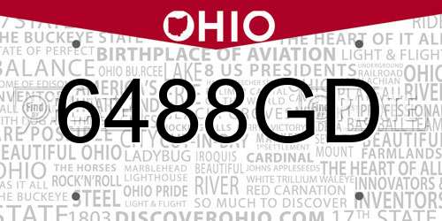 6488GD Ohio License Plate