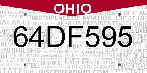 64DF595 Ohio License Plate