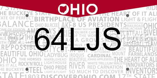 64LJS Ohio License Plate