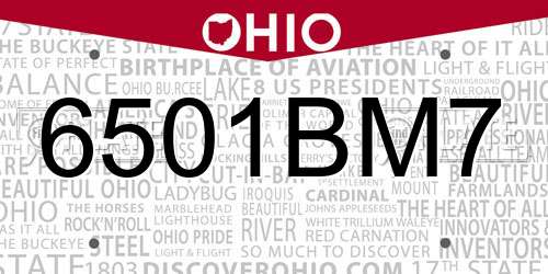 6501BM7 Ohio License Plate