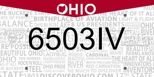 6503IV Ohio License Plate