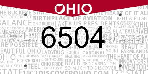 6504 Ohio License Plate