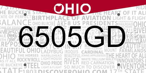 6505GD Ohio License Plate