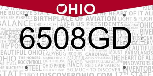 6508GD Ohio License Plate