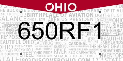 650RF1 Ohio License Plate