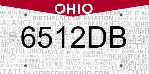 6512DB Ohio License Plate