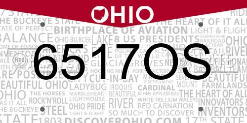 6517OS Ohio License Plate