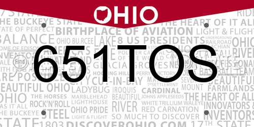 651TOS Ohio License Plate
